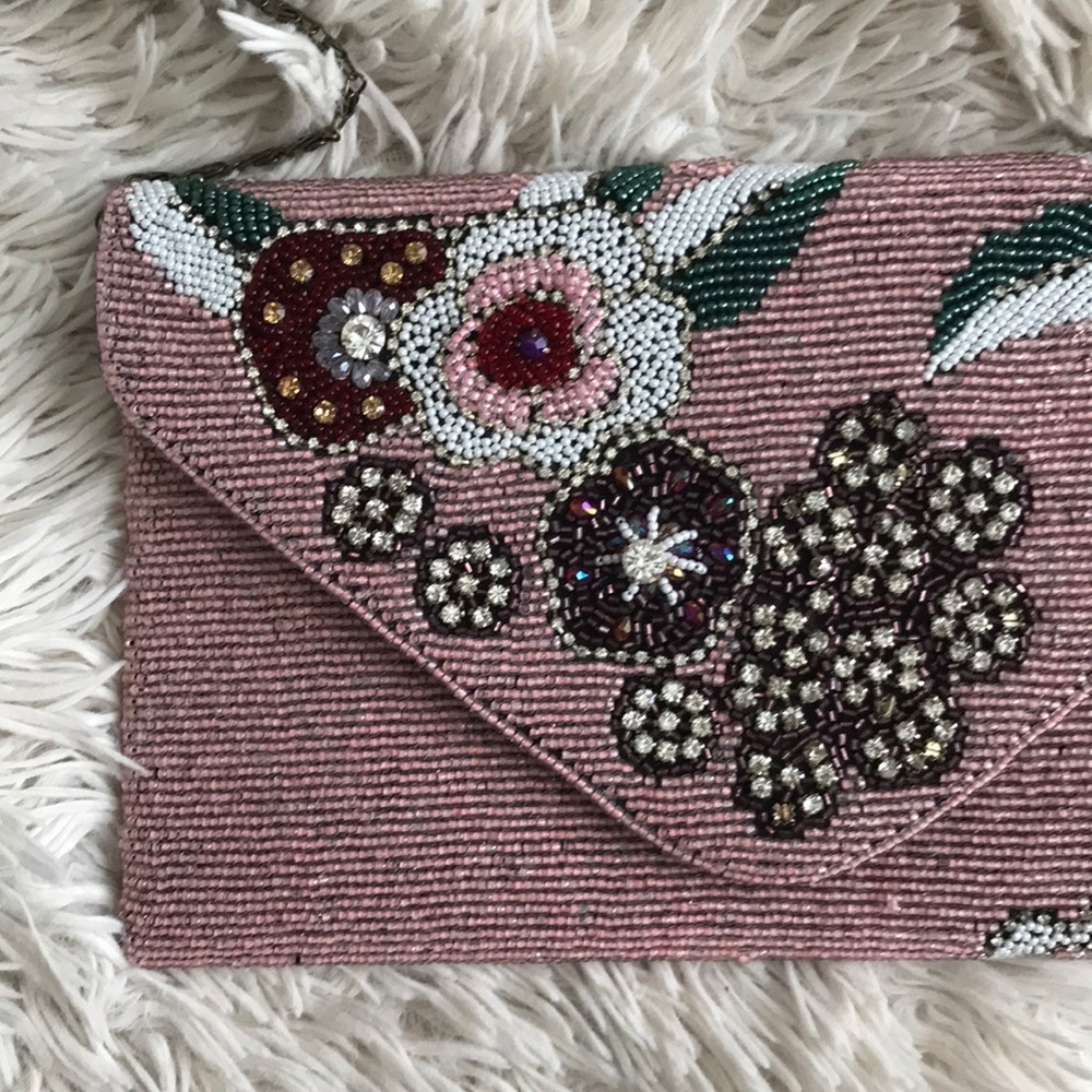 NWOT Anthropologie Beaded Clutch Purse w/Strap